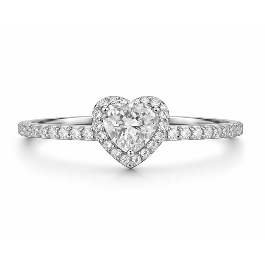 Herzring mit Kristallbesatz