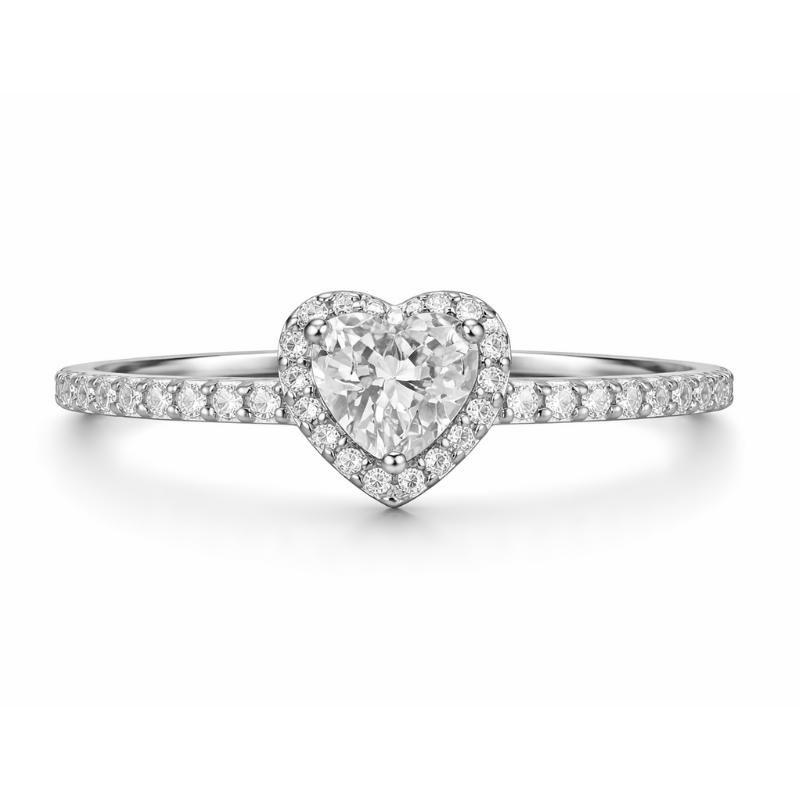 Herzring mit Kristallbesatz