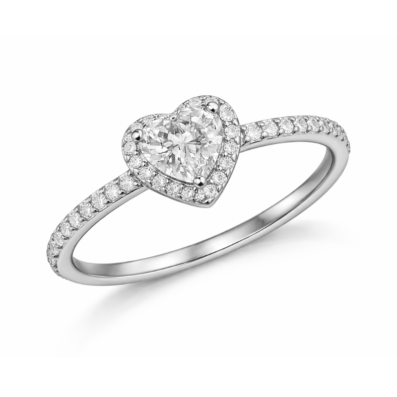 Herzring mit Kristallbesatz