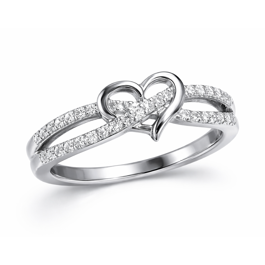 Herzring mit Pavé-Steinen