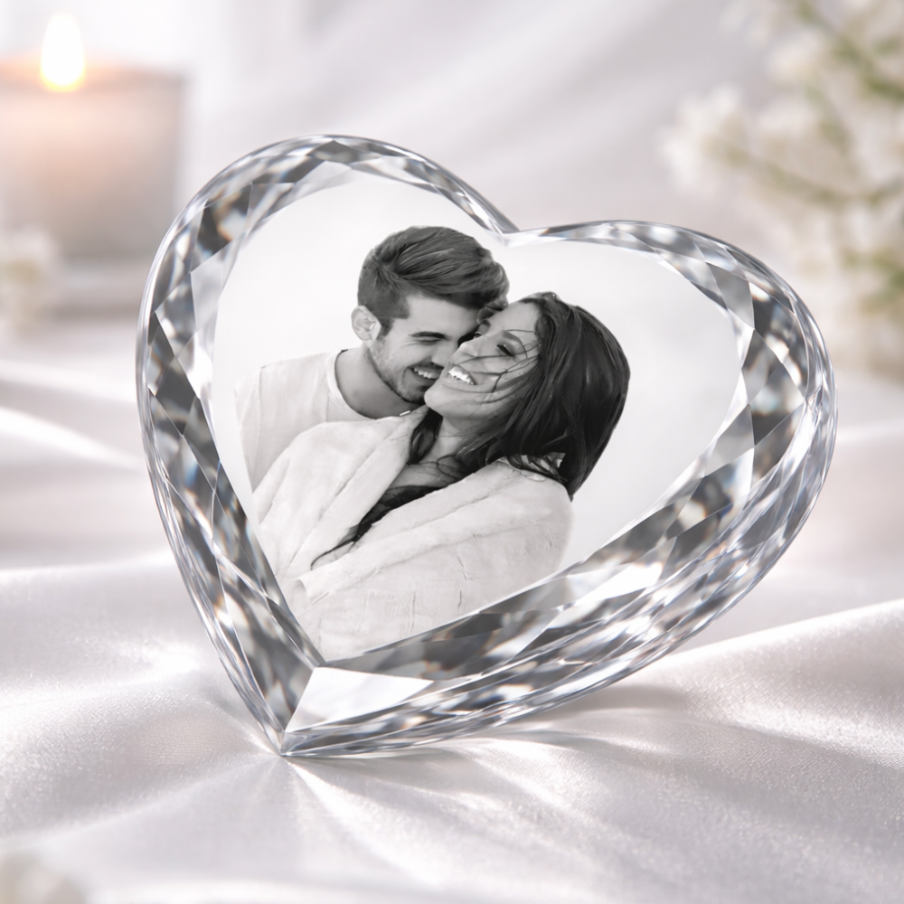 Kristallherz mit Fotogravur